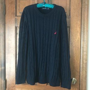 Vintage Nautica Navy Crewneck Sweater w/Red Logo X-Large